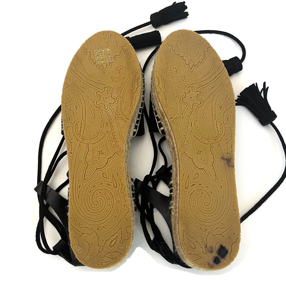 ETRO | Floral Bird Embroidered Black Lace- Up Tassel | Espadrilles - Picture 10 of 13